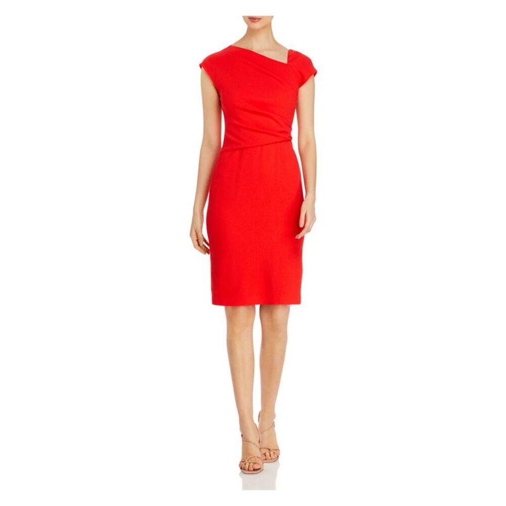 NARCISO RODRIGUEZ Womens Orange Lined Cap Sleeve Above The Knee Sheath Dress 38